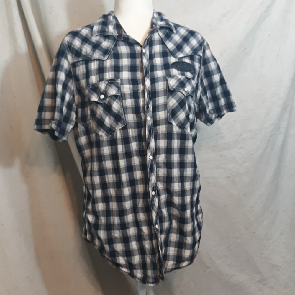 Arizona blue/white plaid snapup shirt*SUMMER DEAL*
